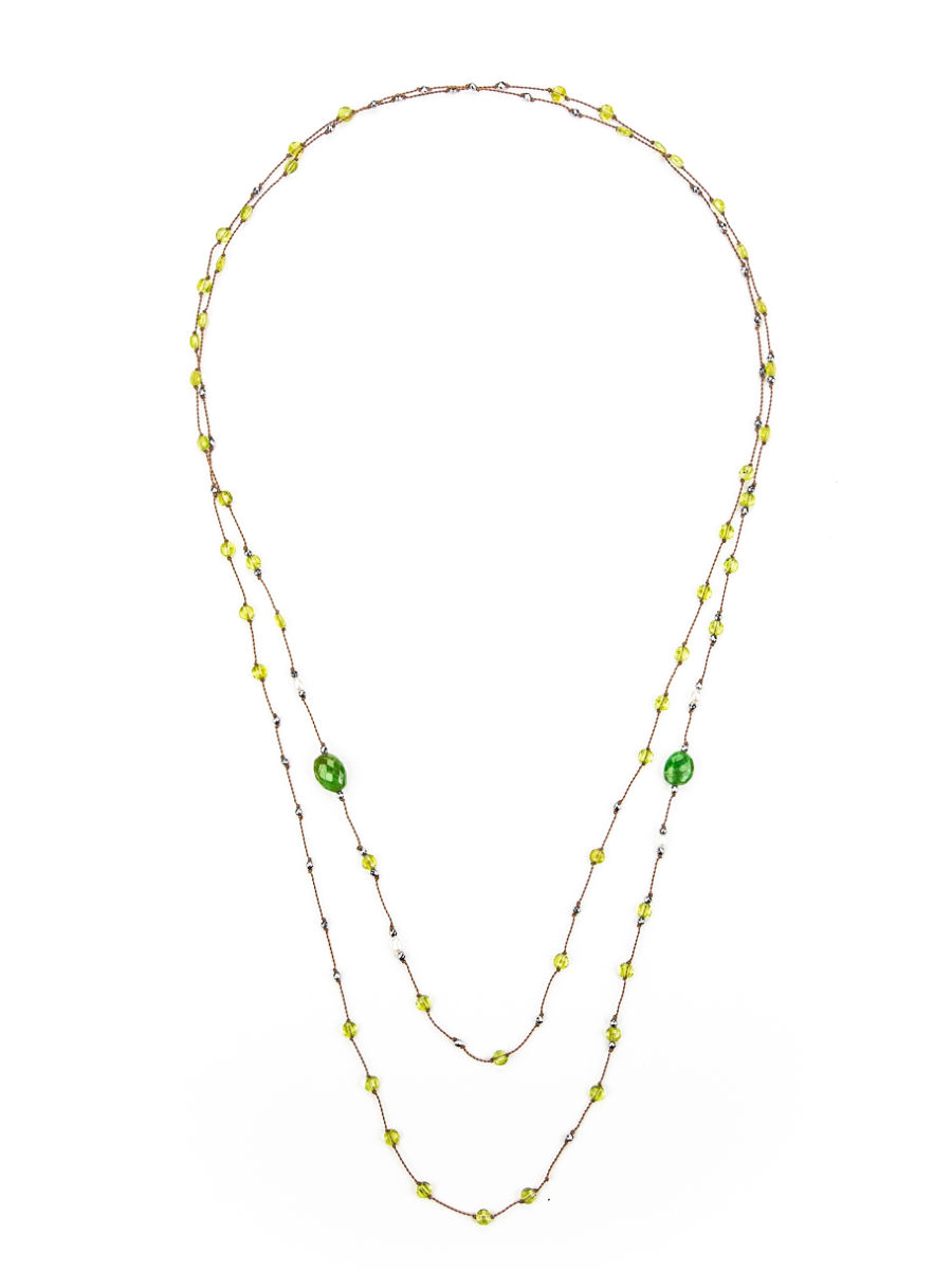 Peridot, Hematite, Green Amethyst Saltire Necklace
