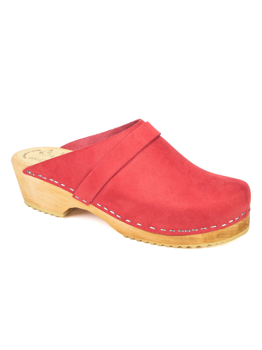 Susy B couleur rouge Sabot en bois véritable et cuir de daim Silfer Shoes 